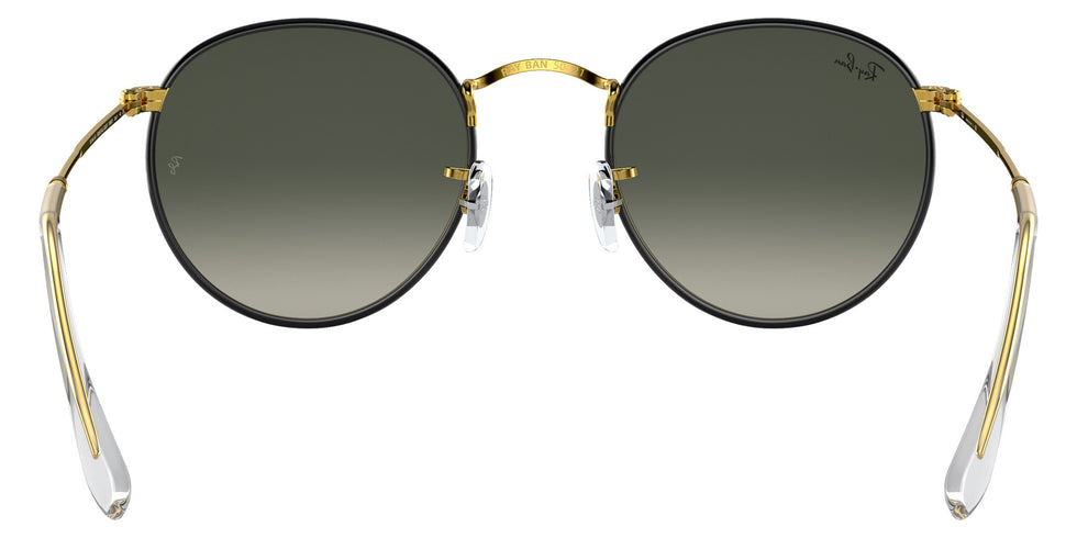 Ray-Ban RB3447JM Round Metal Full Color Legend 919671 50 - Black on Gold / Gray Gradient #id:rb3447jm919671_s:100115