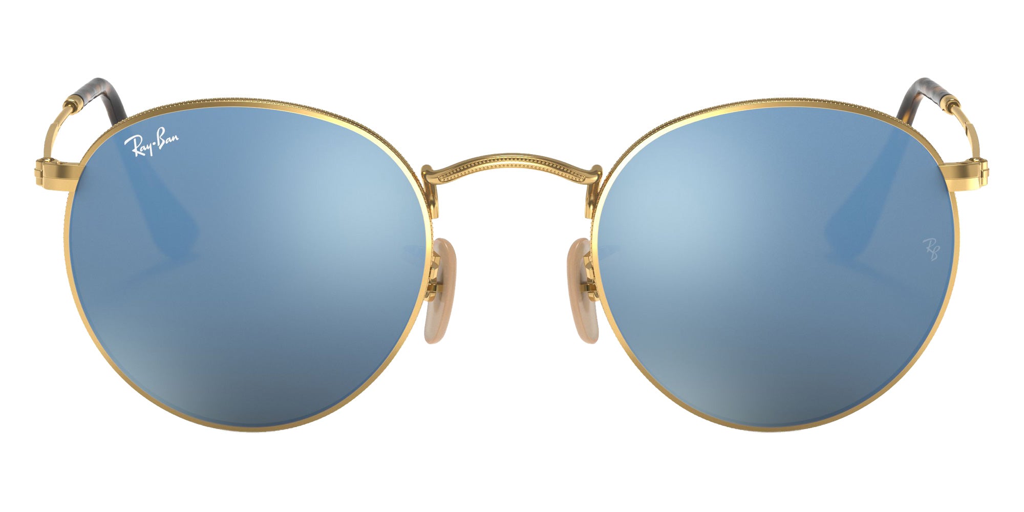 Ray-Ban RB3447N Round Flat Lenses 001/9O 50 - Arista Gold / Blue Gradient Mirrored #id:rb3447n0019o_s:100100