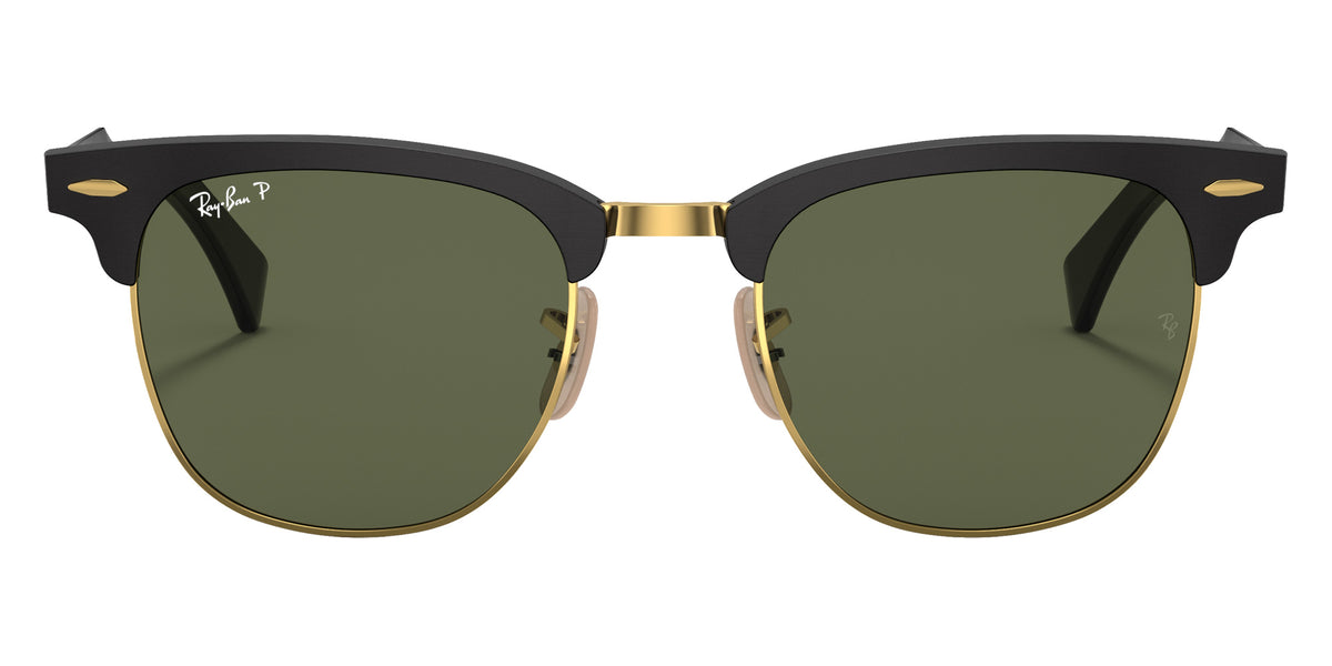 Ray-Ban RB3507 Clubmaster Aluminum 136/N5 49 - Black on Gold / G-15 Green Polarized #id:rb3507136n5_s:100100
