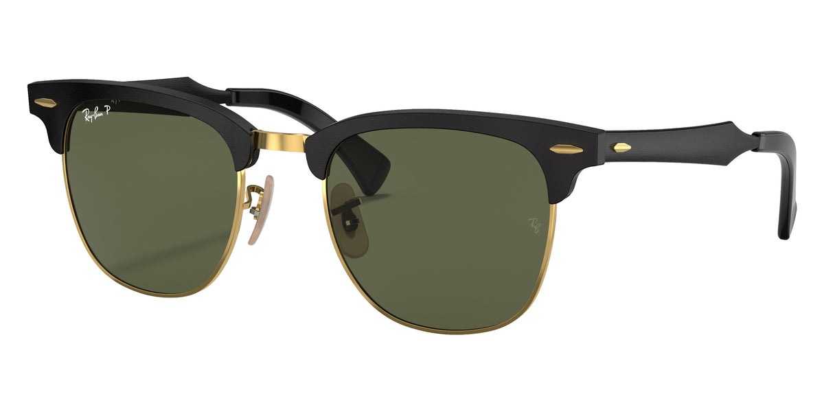 Ray-Ban RB3507 Clubmaster Aluminum 136/N5 49 - Black on Gold / G-15 Green Polarized #id:rb3507136n5_s:100105