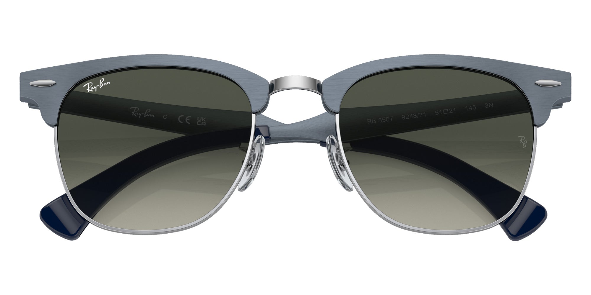 Ray-Ban RB3507 Clubmaster Aluminum 924871 51 - Blue on Silver / Gray #id:rb3507924871_s:100120