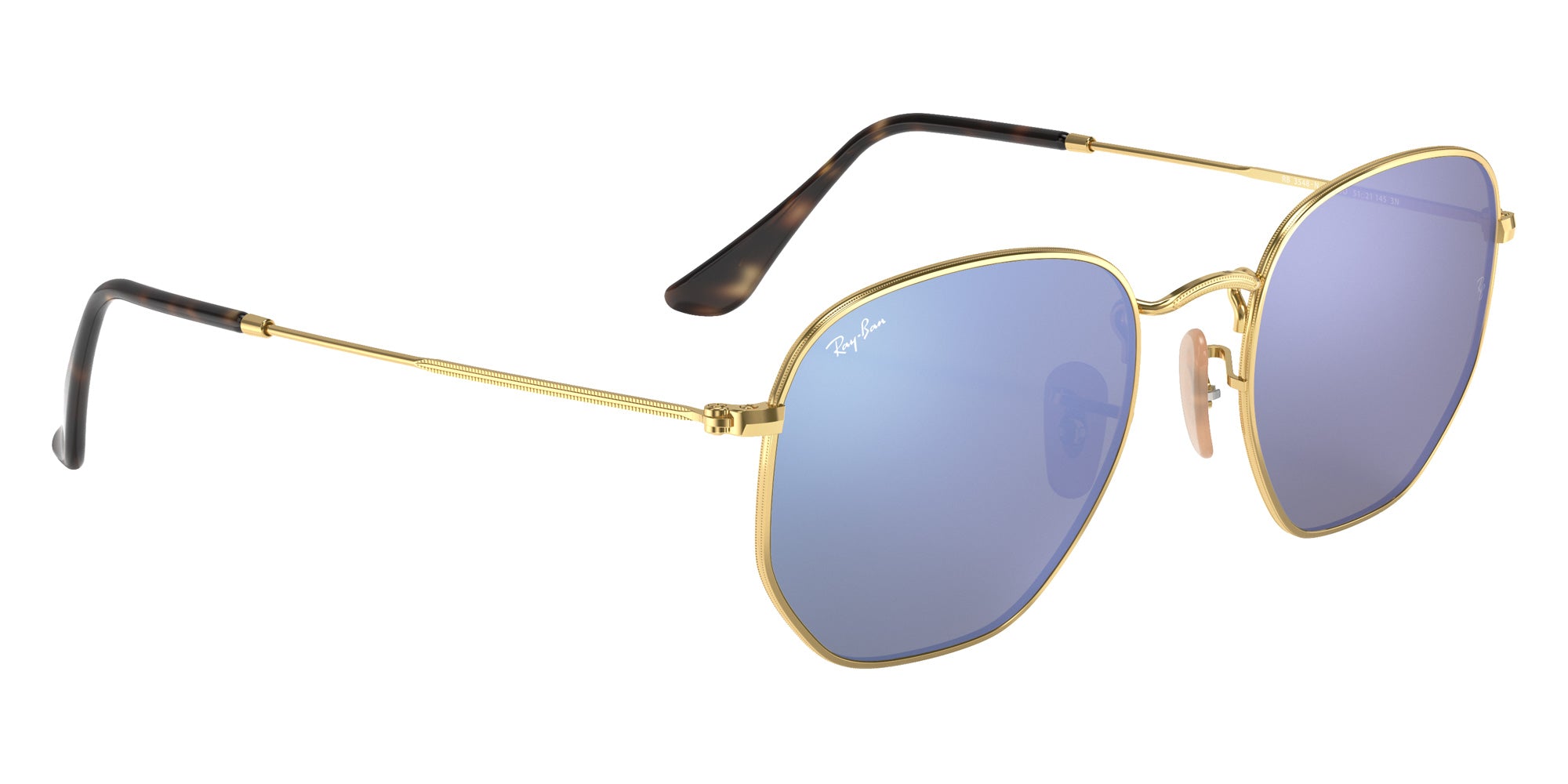 Ray-Ban RB3548N Hexagonal 001/9O 51 - Arista Gold / Light Blue Flash Mirrored #id:rb3548n0019o_s:100120