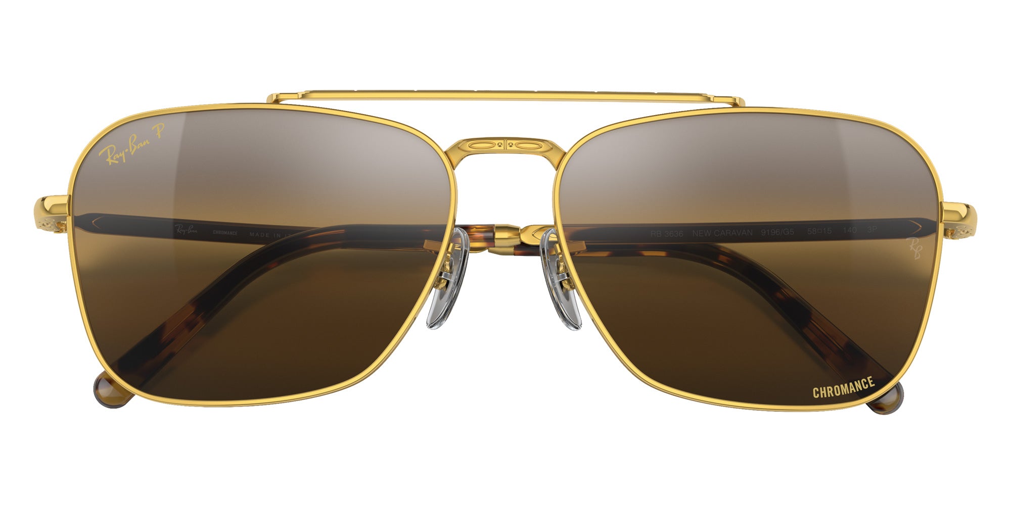 Ray-Ban RB3636 New Caravan 9196G5 55 - Gold / Silver/Brown Mirrored Polarized #id:rb36369196g5_s:108125