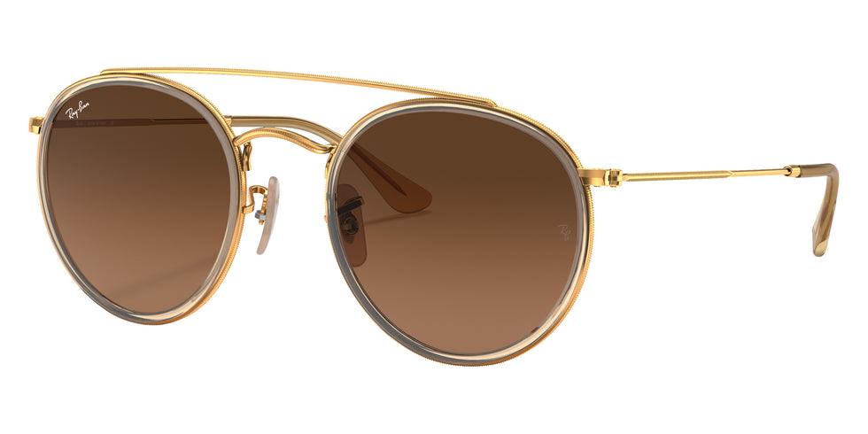 Ray-Ban RB3647N Round Double Bridge 912443 51 - Arista Gold / Brown Gradient #id:rb3647n912443_s:102105