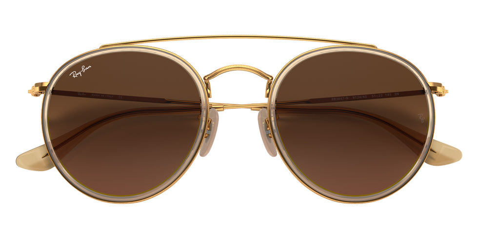 Ray-Ban RB3647N Round Double Bridge 912443 51 - Arista Gold / Brown Gradient #id:rb3647n912443_s:102125