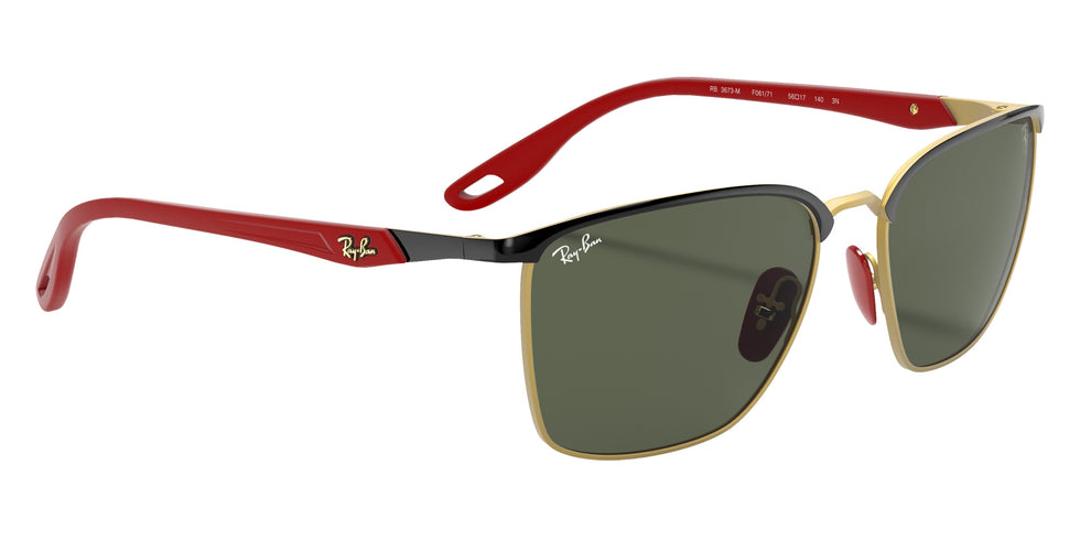 Ray-Ban RB3673M Scuderia Ferrari F06171 56 - Black on Gold / Green Classic #id:rb3673mf06171_s:100120