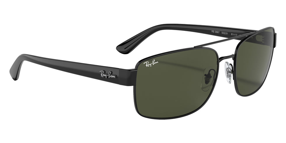 Ray-Ban RB3687 002/31 61 - Black / Green #id:rb368700231_s:100120