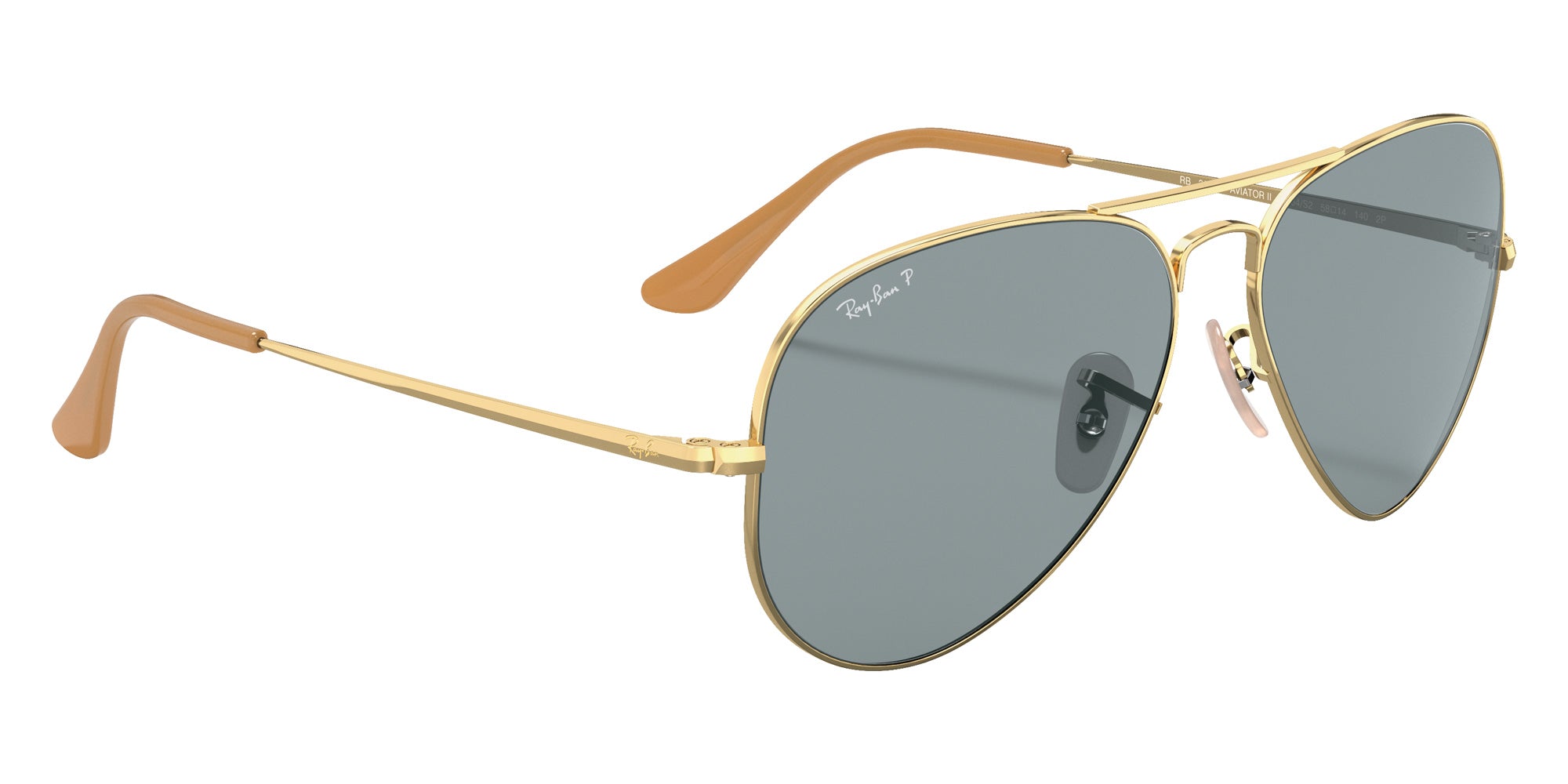Ray-Ban RB3689 Aviator Metal II 9064S2 62 - Arista Gold / Light Blue Polarized #id:rb36899064s2_s:102120
