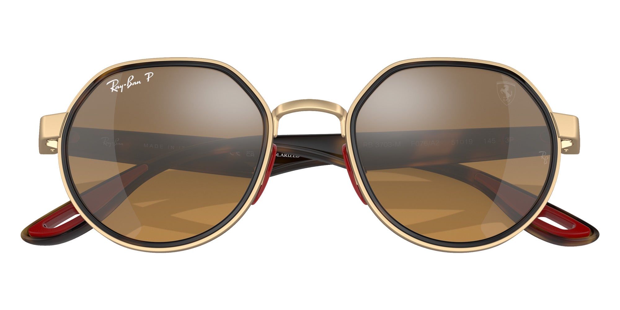 Ray-Ban RB3703M Scuderia Ferrari F076A2 51 - Gold / Brown/Gray Mirrored Polarized #id:rb3703mf076a2_s:102120