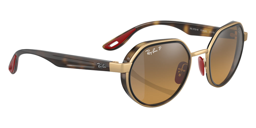 Ray-Ban RB3703M Scuderia Ferrari F076A2 51 - Gold / Brown/Gray Mirrored Polarized #id:rb3703mf076a2_s:102125