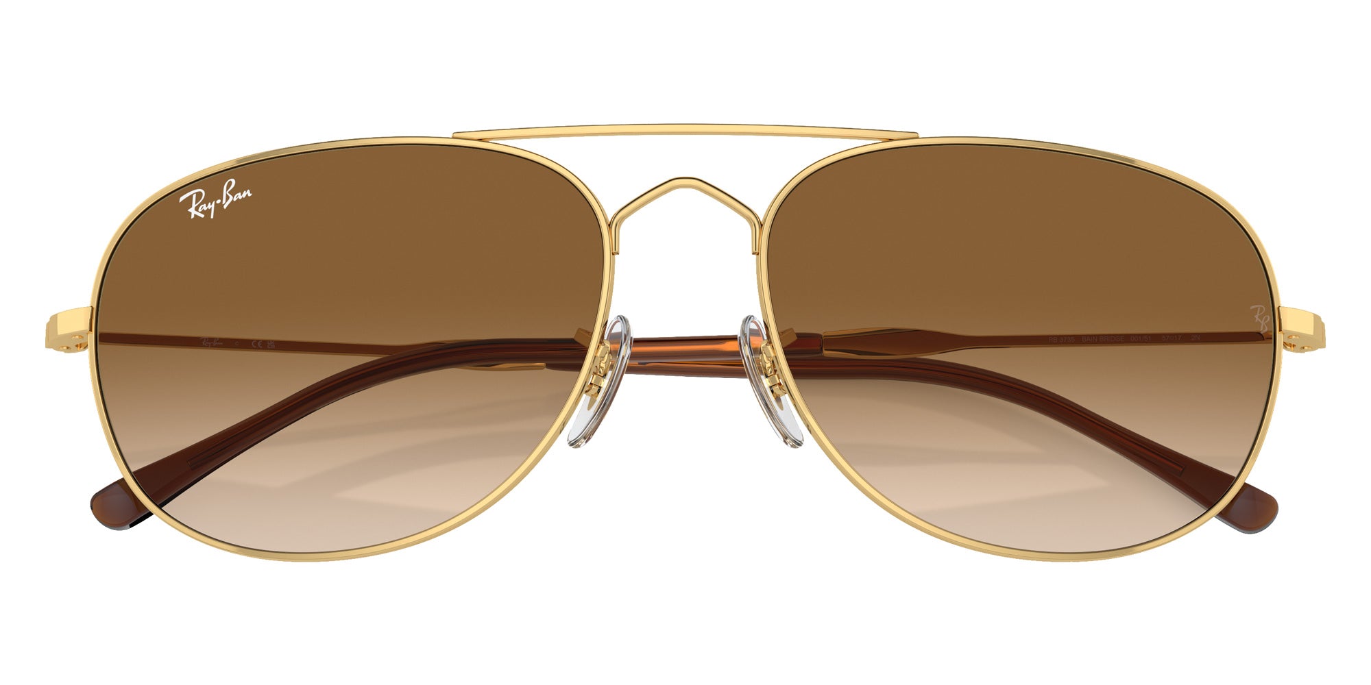 Ray-Ban RB3735 Bain Bridge 001/51 57 - Arista Gold / Clear and Brown #id:rb373500151_s:100125