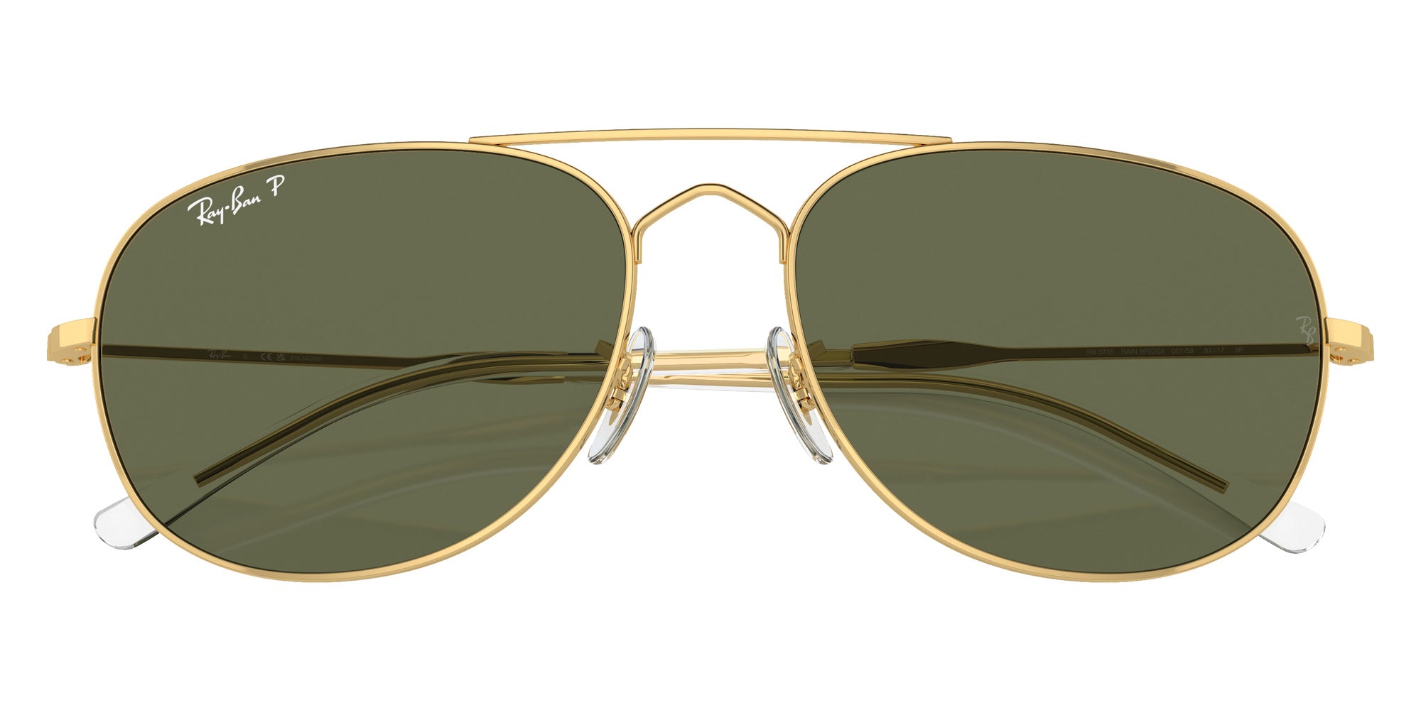 Ray-Ban RB3735 Bain Bridge 001/58 57 - Arista Gold / Green Polarized #id:rb373500158_s:104125