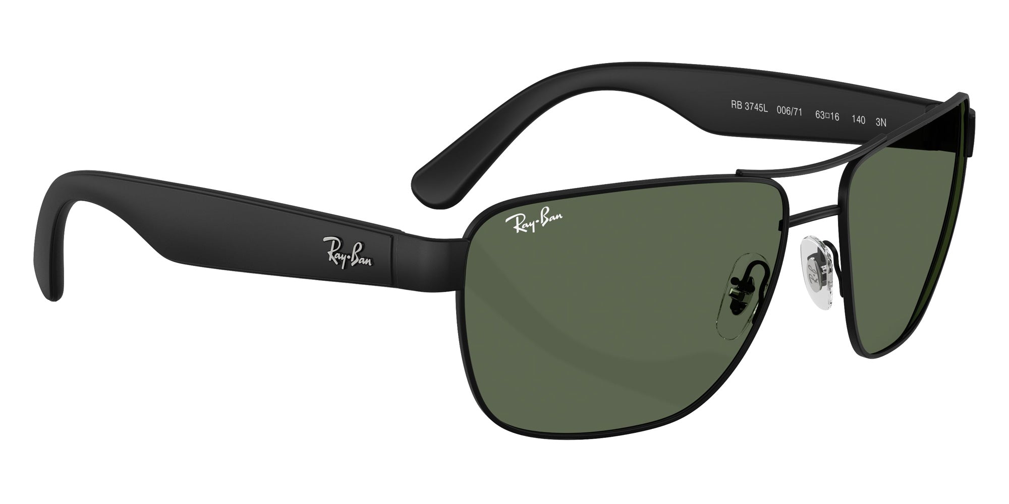 Ray-Ban RB3745L 006/71 63 - Matte Black / Dark Green #id:rb3745l00671_s:100120