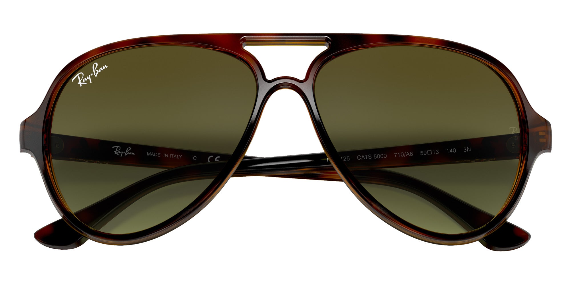 Ray-Ban RB4125 Cats 5000 Classic 710/A6 59 - Light Havana / Green Gradient #id:rb4125710a6_s:102125