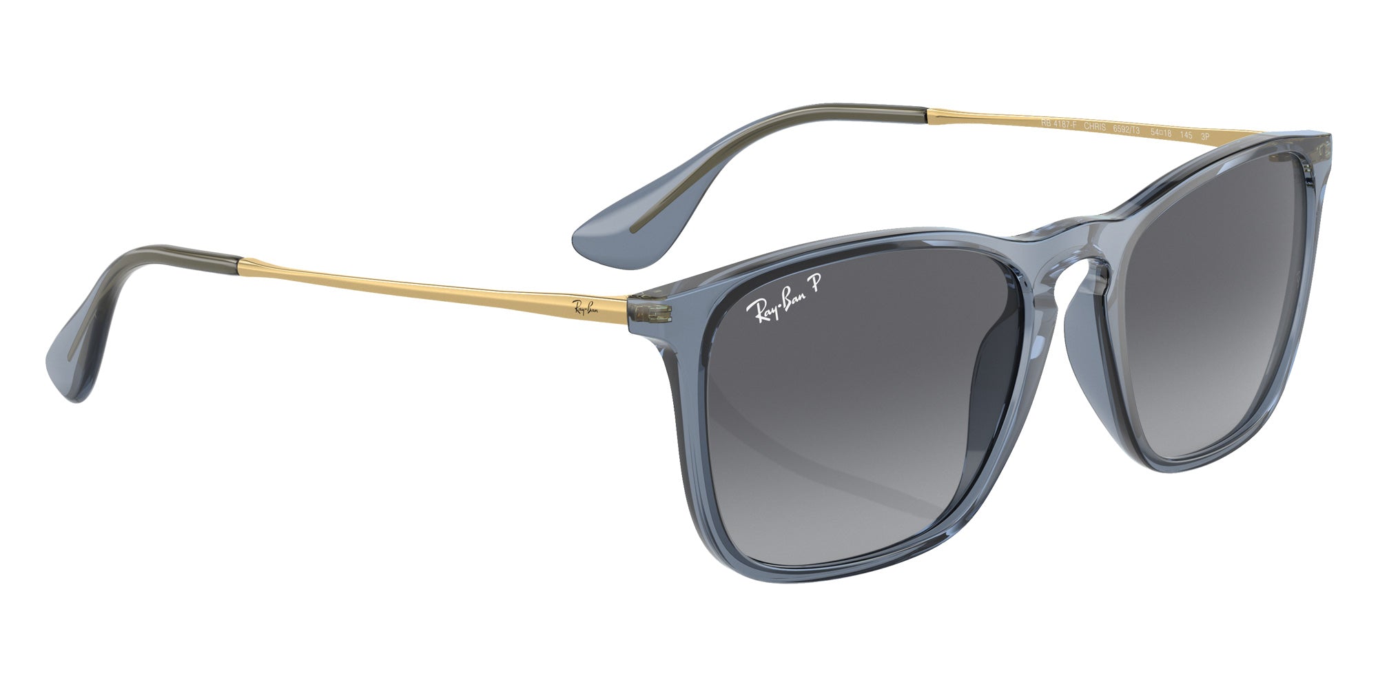 Ray-Ban RB4187F Chris 6592T3 54 - Transparent Blue / Gray Polarized #id:rb4187f6592t3_s:100125