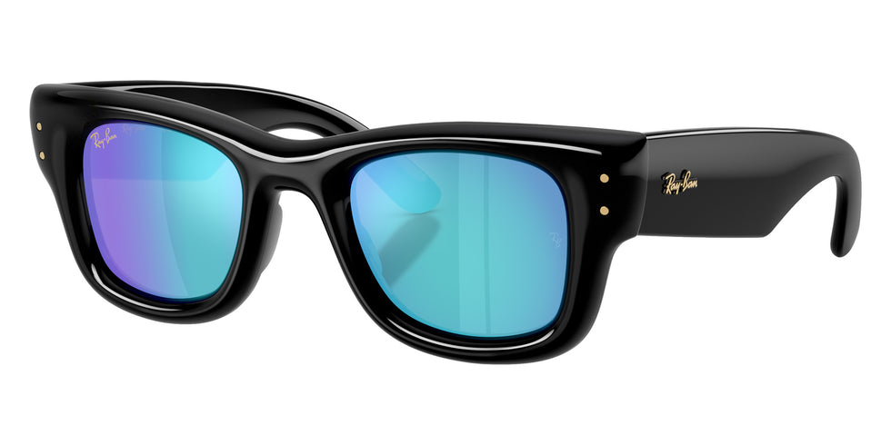 Ray-Ban RB4940 Wayfarer Puffer 601/55 47 - Black / Light Green Mirrored Blue #id:rb494060155_s:104105