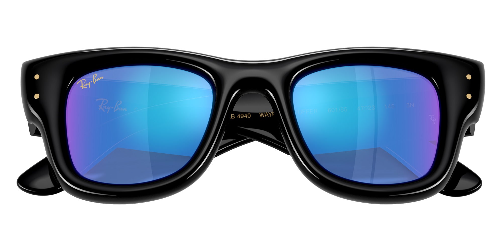 Ray-Ban RB4940 Wayfarer Puffer 601/55 47 - Black / Light Green Mirrored Blue #id:rb494060155_s:104125