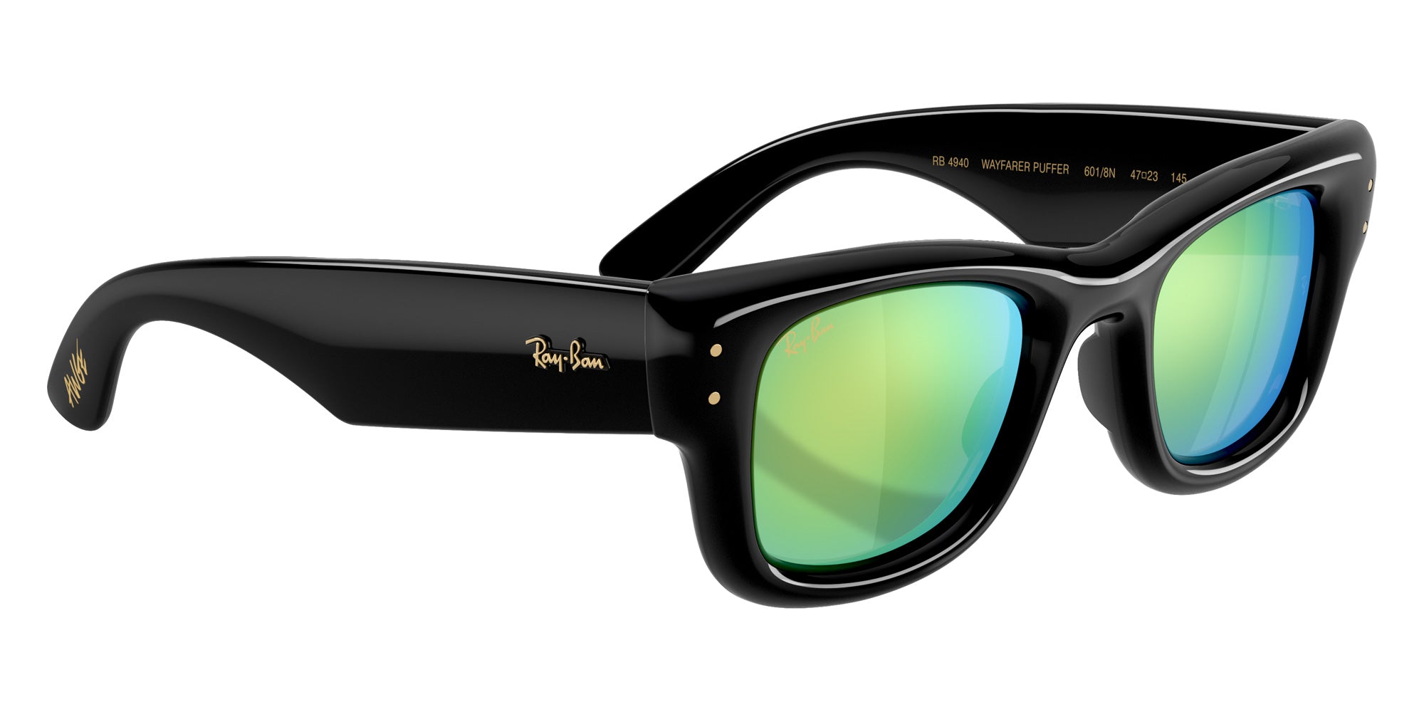Ray-Ban RB4940 Wayfarer Puffer 601/8N 47 - Black / Green Mirrored Green 632 #id:rb49406018n_s:116120