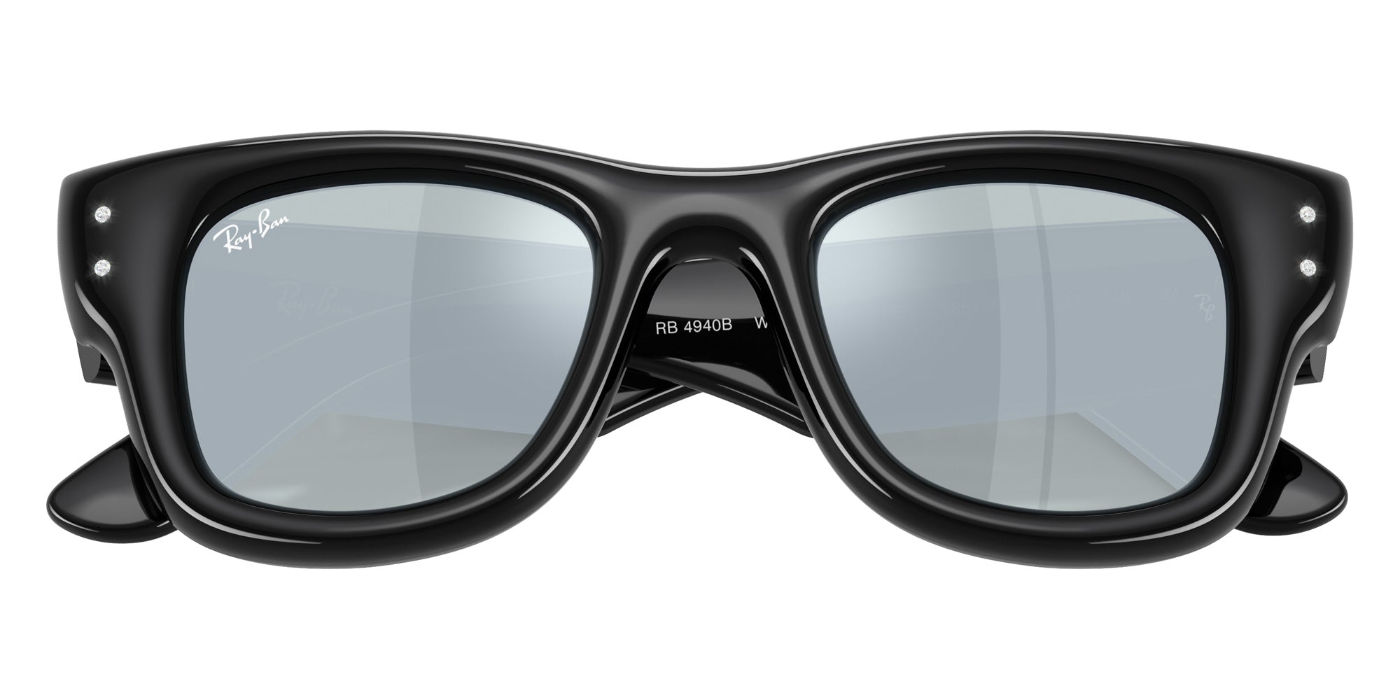 Ray-Ban RB4940B Wayfarer Puffer Crystal Edition 686430 47 - Black / Green Mirrored Silver Plan #id:rb4940b686430_s:100125