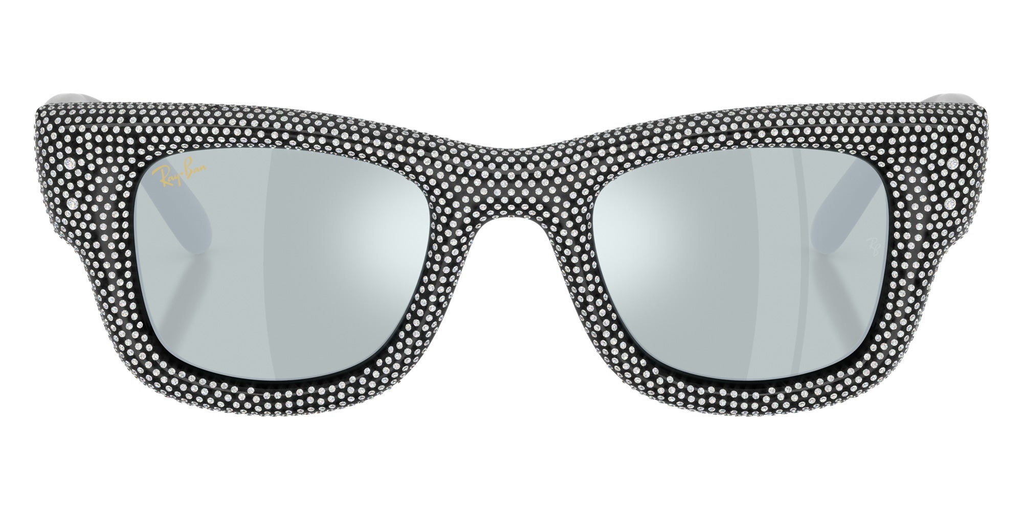 Ray-Ban RB4940BP Wayfarer Puffer Crystal Pavè Edition 686530 47 - Black / Green Mirrored Silver Plan #id:rb4940bp686530_s:100100