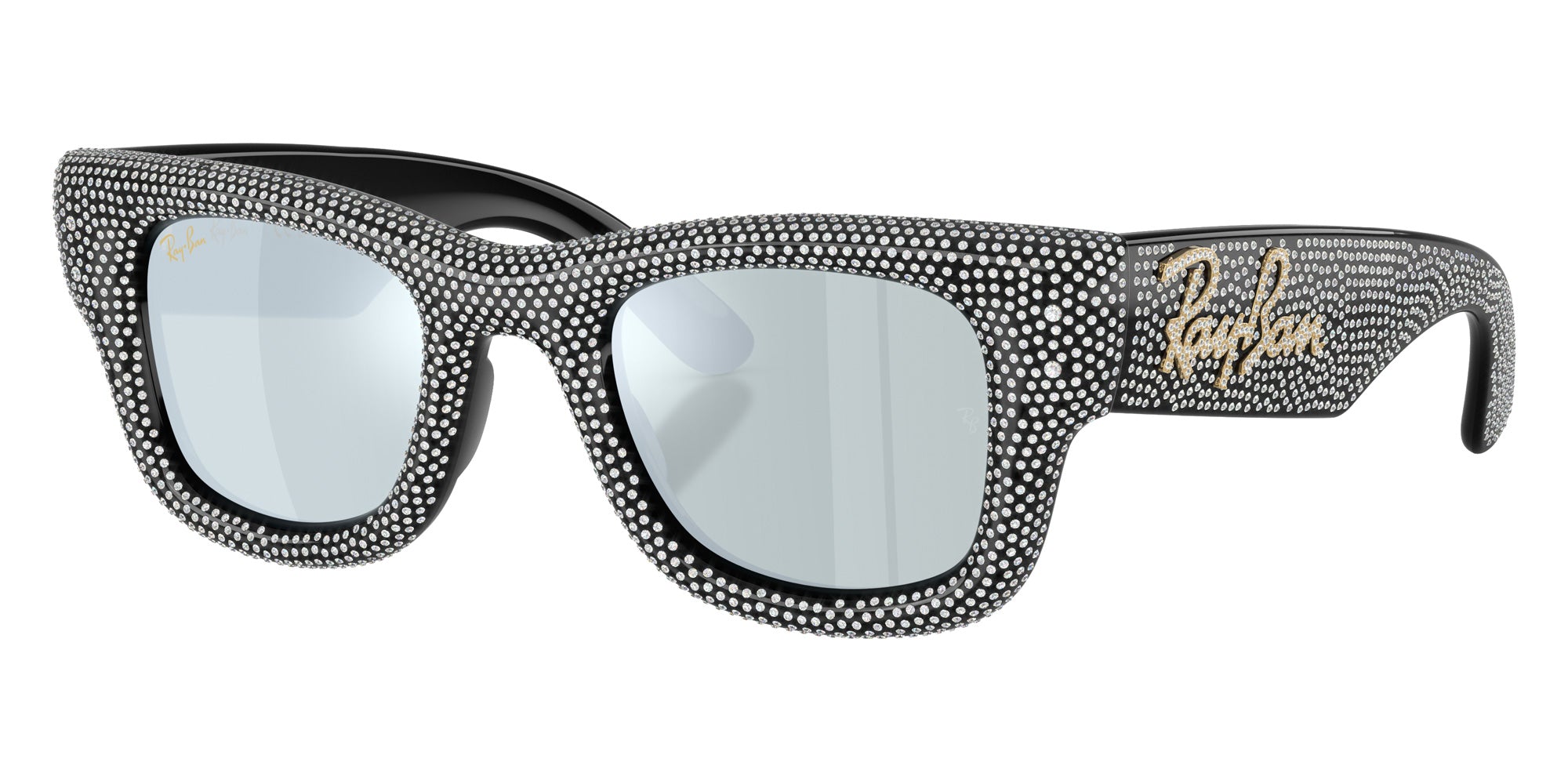 Ray-Ban RB4940BP Wayfarer Puffer Crystal Pavè Edition 686530 47 - Black / Green Mirrored Silver Plan #id:rb4940bp686530_s:100105