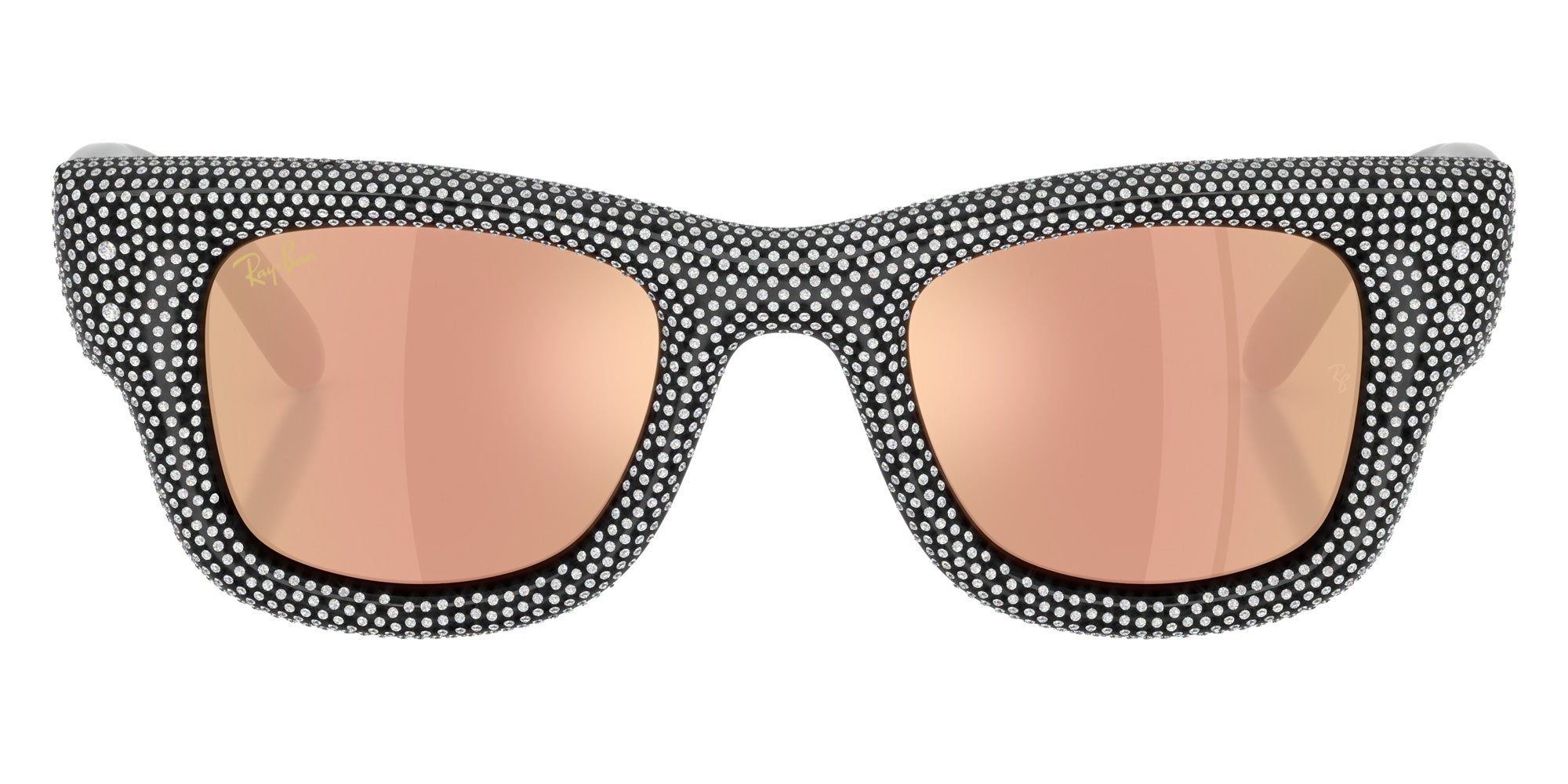 Ray-Ban RB4940BP Wayfarer Puffer Crystal Pavè Edition 68657J 47 - Black / Dark Brown Mirrored Rose Gold #id:rb4940bp68657j_s:102100
