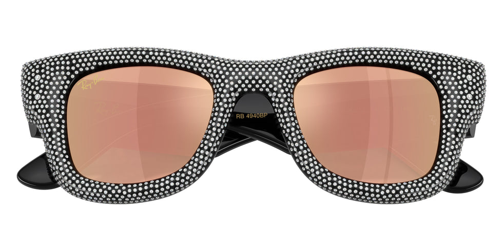 Ray-Ban RB4940BP Wayfarer Puffer Crystal Pavè Edition 68657J 47 - Black / Dark Brown Mirrored Rose Gold #id:rb4940bp68657j_s:102125