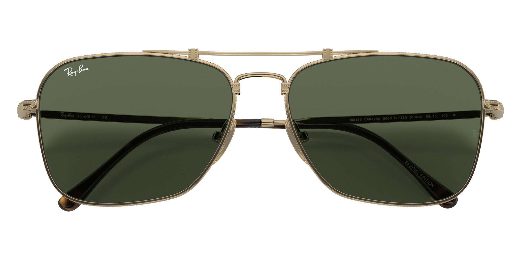 Ray-Ban RB8136 Caravan Titanium 913658 58 - Gold / Dark Green #id:rb8136913658_s:100125
