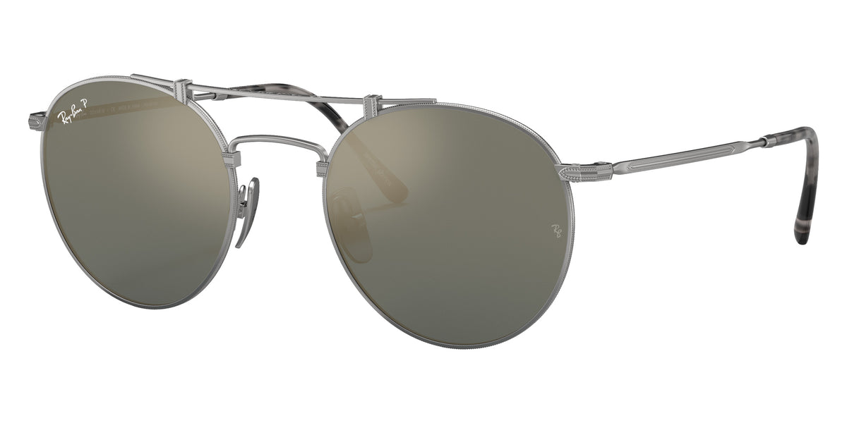 Ray-Ban RB8147M Round Double Bridge Titanium 9165 50 - Silver / Crystal Blue Polarized #id:rb8147m9165_s:100105