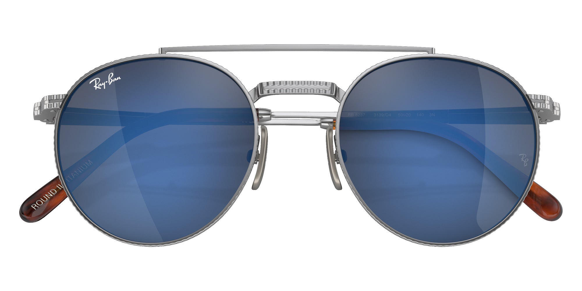 Ray-Ban RB8237 Round II Titanium 3139O4 50 - Silver / Gray Blue Mirrored #id:rb82373139o4_s:100125