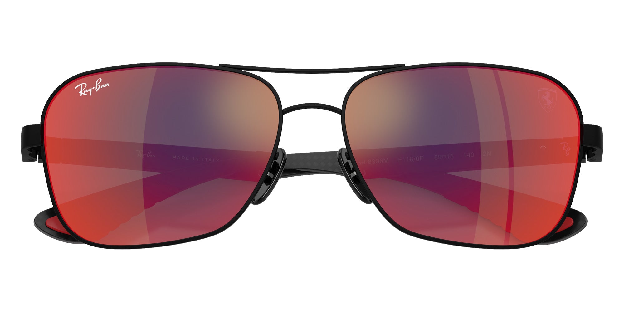 Ray-Ban RB8336M Scuderia Ferrari F1186P 58 - Matte Black / Dark Gray Mirrored Blue/Red #id:rb8336mf1186p_s:106125