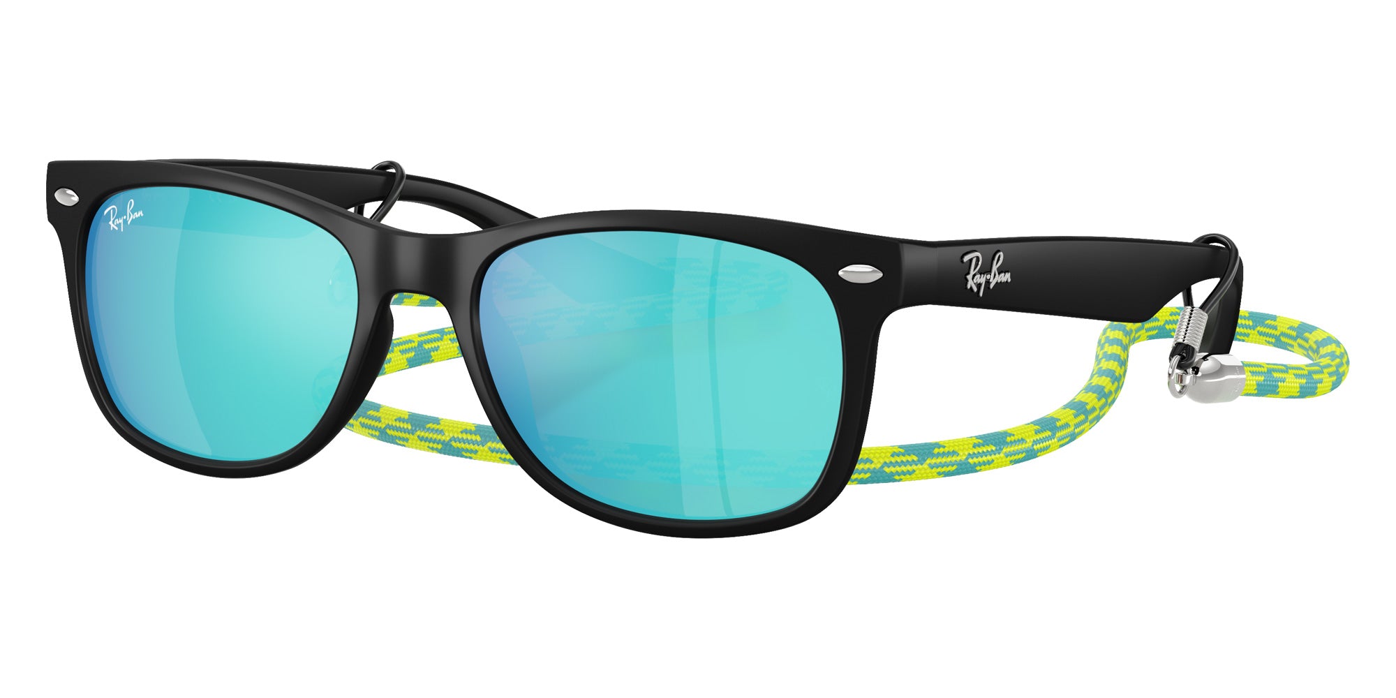 Ray-Ban RB9052SF New Wayfarer Summer Capsule 702855 50 - Rubber Black / Light Green Mirrored Blue #id:rj9052sf702855_s:100105