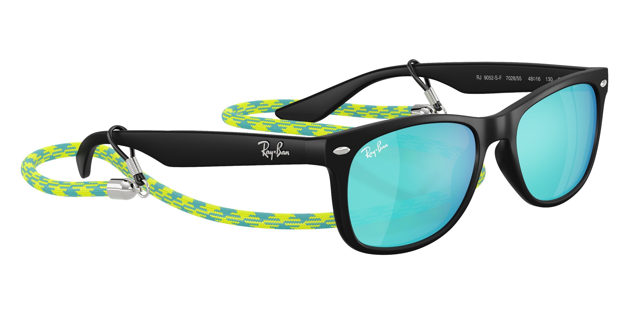Ray-Ban RB9052SF New Wayfarer Summer Capsule 702855 50 - Rubber Black / Light Green Mirrored Blue #id:rj9052sf702855_s:100120