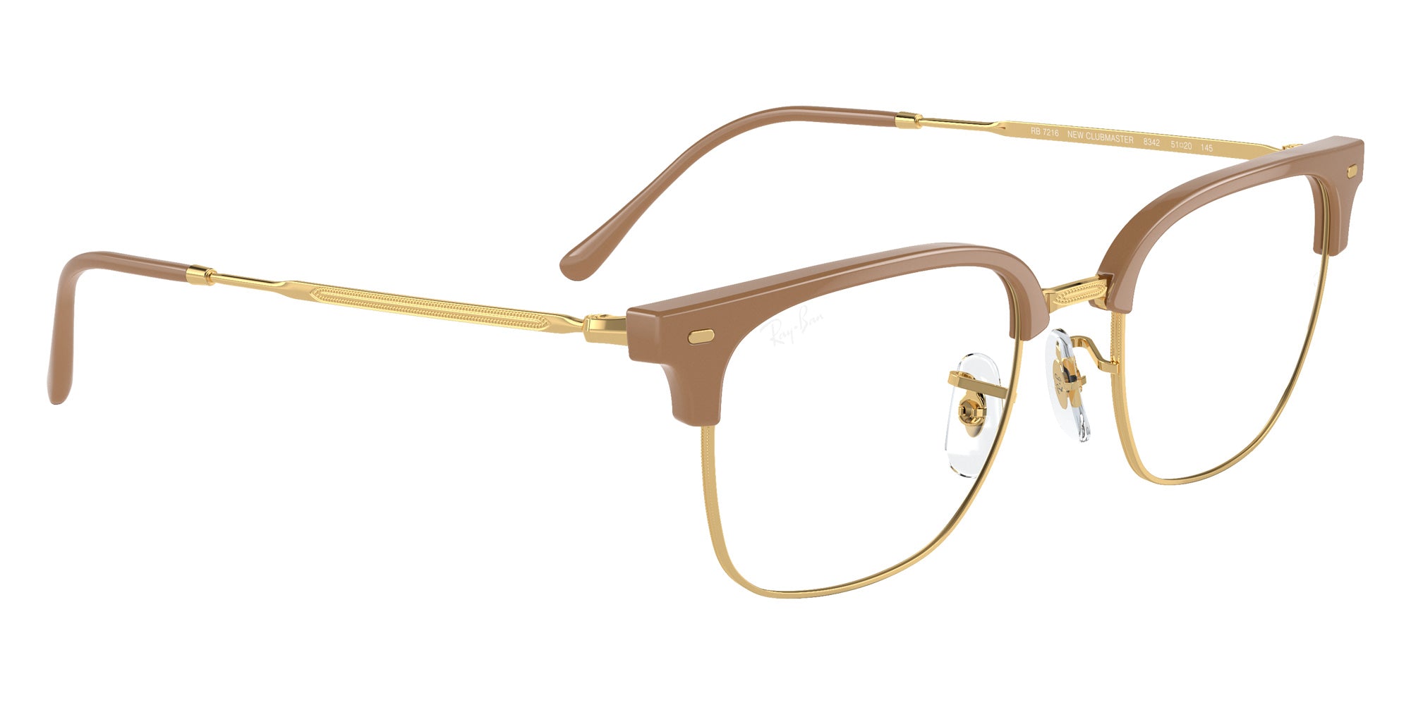 Ray-Ban RB7216 New Clubmaster 8342 51 - Beige on Gold #id:rx72168342_s:100120