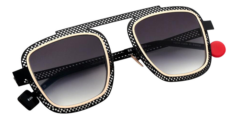 Sabine Be Be Boyish Hole Sun 656 52 - Black Shiny Perforated/Or Rose Polished #id:sbebeboyishholesun656_s:100100