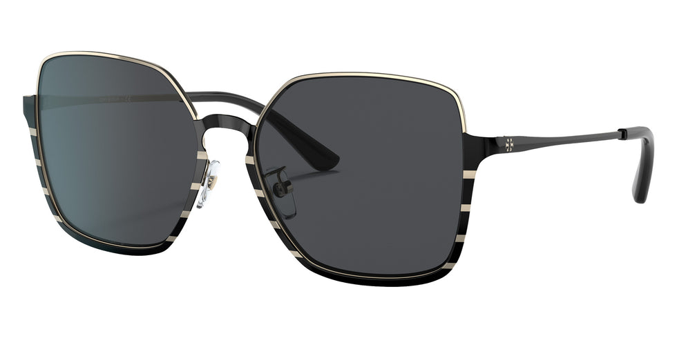 Tory Burch TY6076 328287 56 - Shiny Gold/Black Metal Stripe / Gray Solid #id:ty6076328287_s:100105