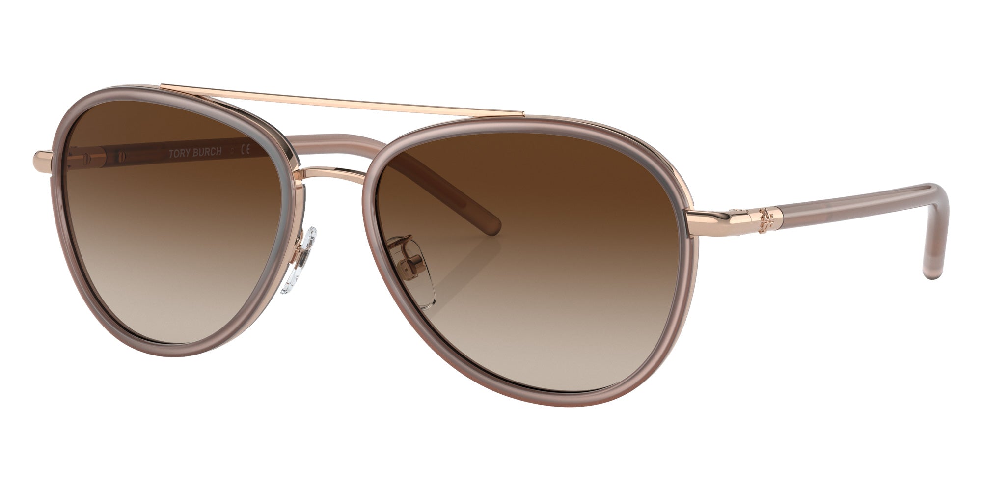 Tory Burch TY6089 332313 57 - Shiny Rose Gold / Milky Pink / Brown Gradient #id:ty6089332313_s:100105