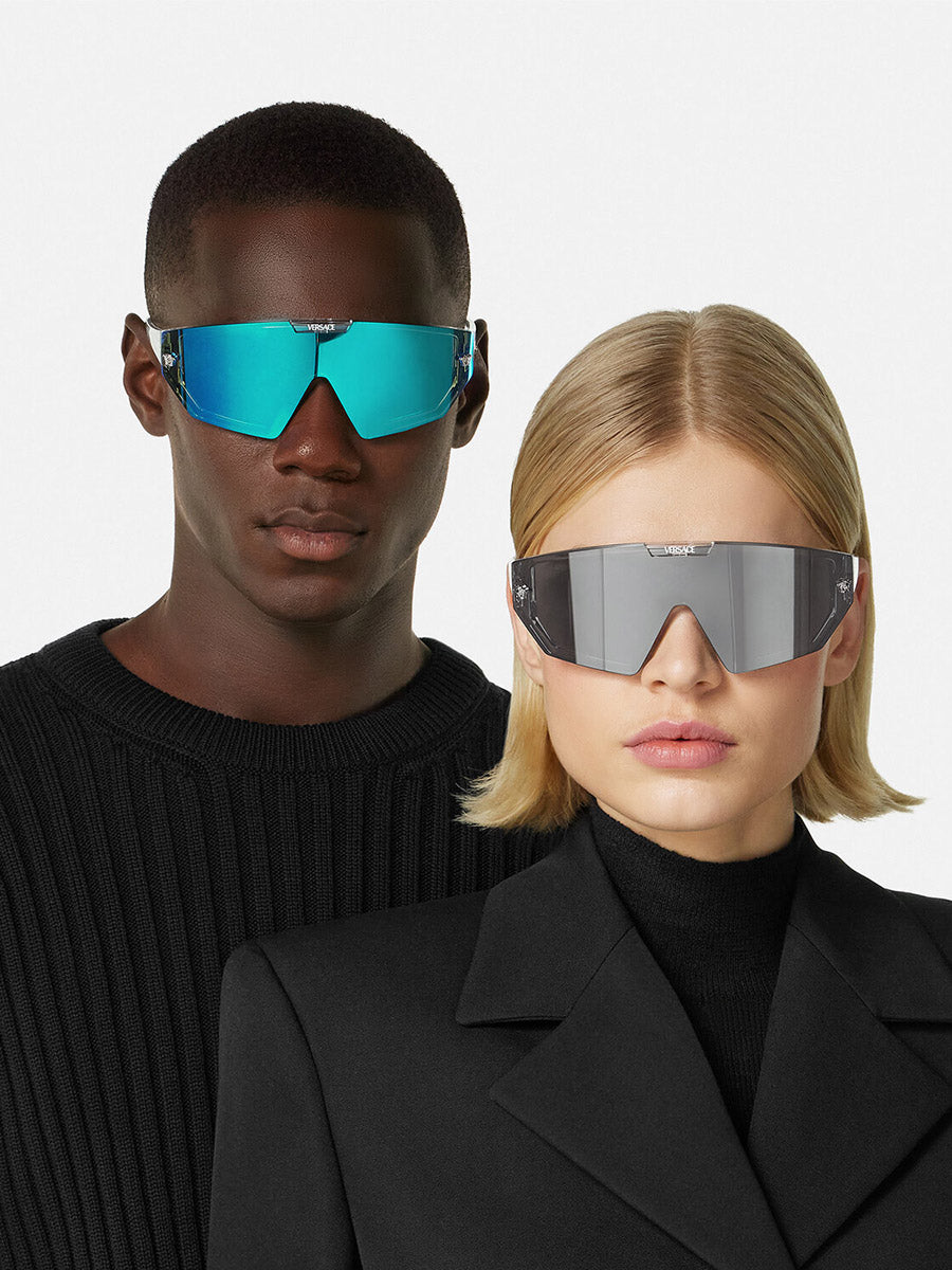 VERSACE VE4461 148/6V 47 - Crystal / Gray Mirrored Black/Mirrored Blue Violet