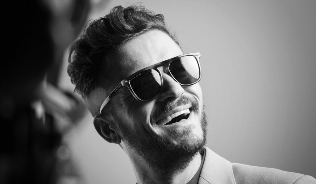 Orlando Bloom displays the new cool eyewear styles from Hugo Boss