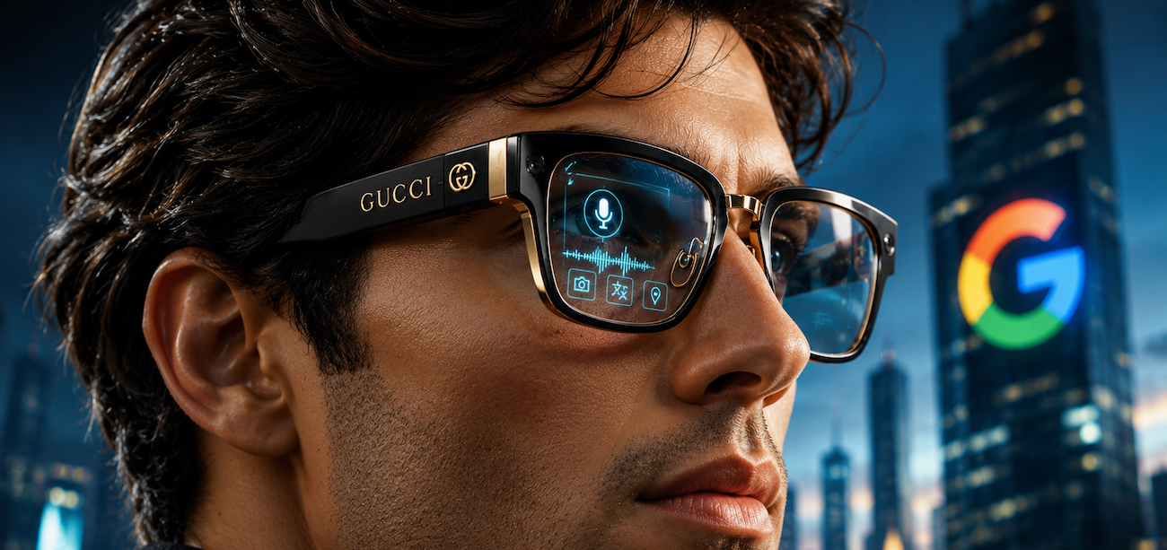 Man in Gucci smart glasses