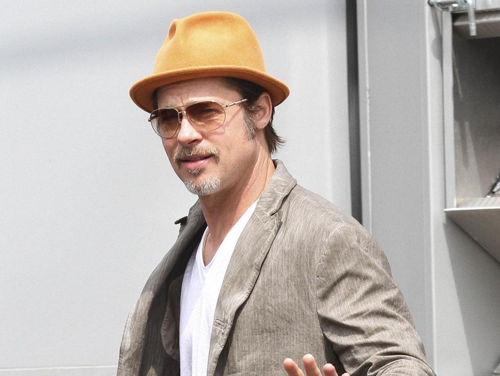 Brad Pitt Spotted in Prada Sunglasses on the Set of a Casino Commercial in NYC