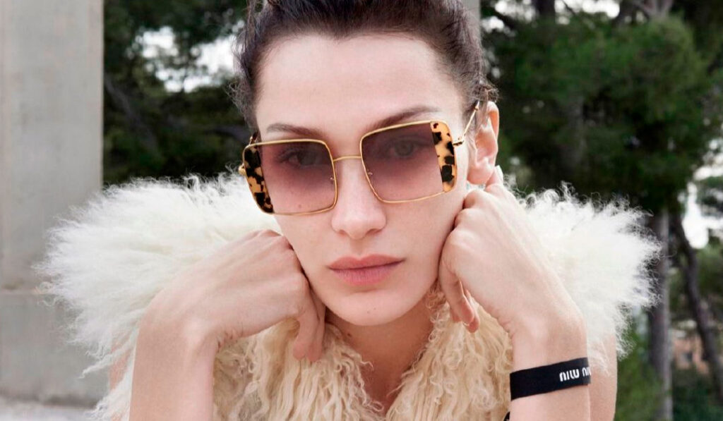 Miu Miu SS2020 Eyewear campaign featuring models Bella Hadid and Lila Moss