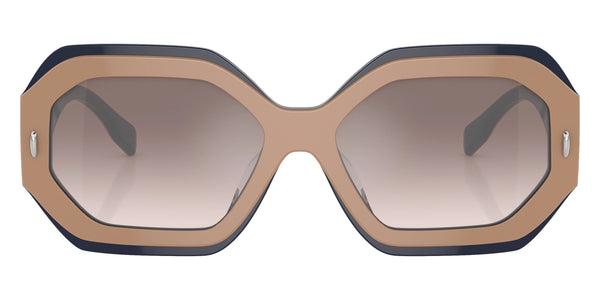 Navy/Beige / Clear Gradient Gray Mirrored Silver / 55-16-140