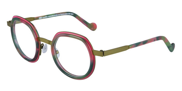 Bright Pink Cercles Grooves and Green and Pink Tortoiseshell Inserts/Matte Khaki / 46-24