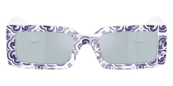 Blue Maiolica on White / Light Blue Mirrored Silver / 53-20-140