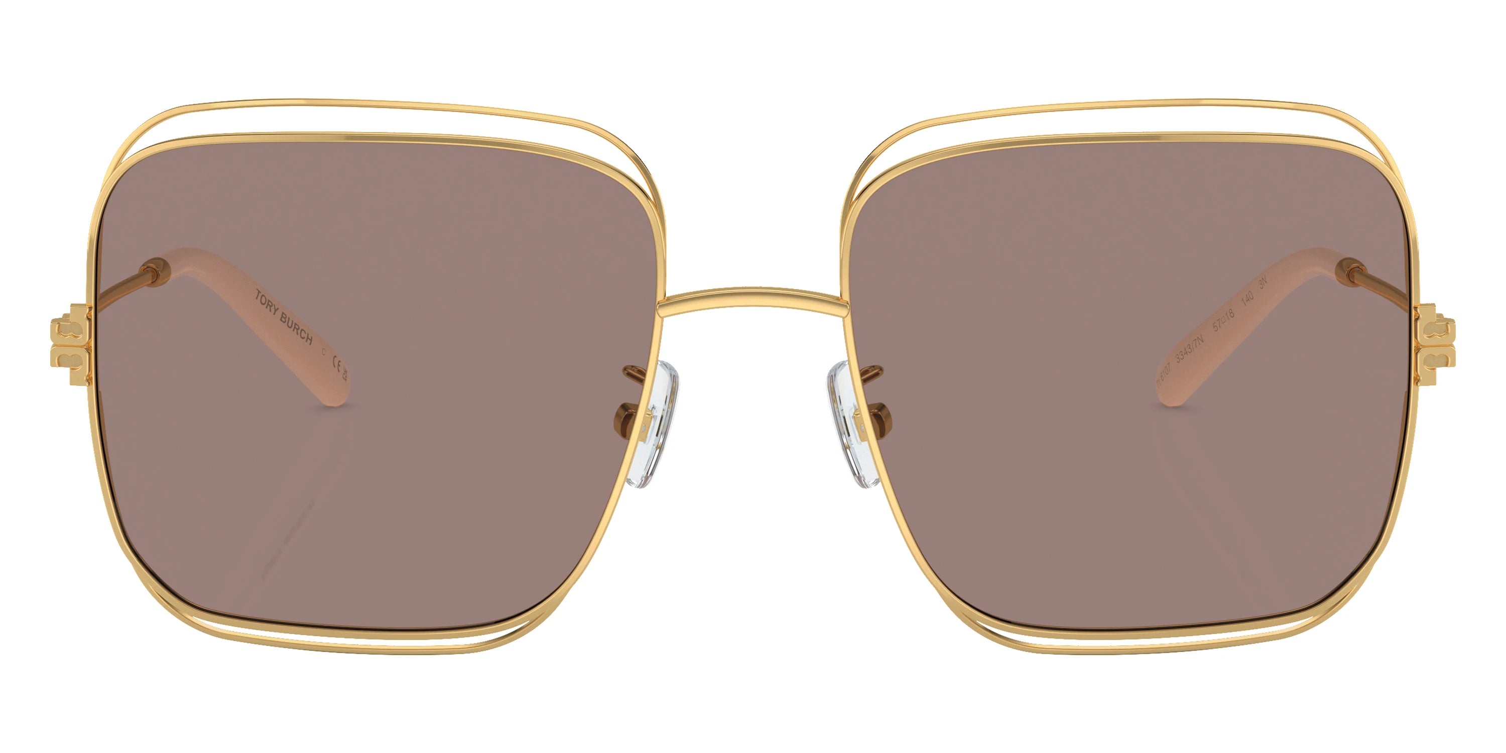 Tory Burch TY6107 33437N 57 - Shiny Gold / Light Purple and Brown Mirrored