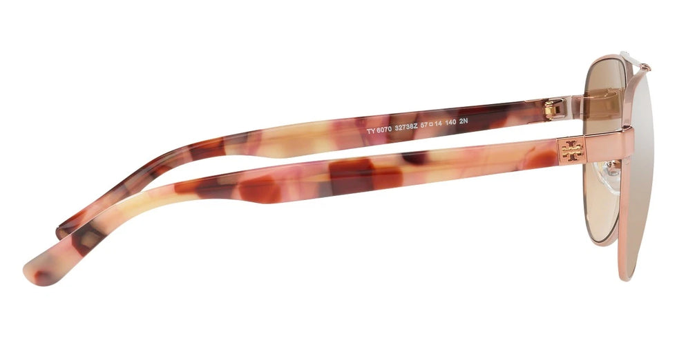 Tory Burch TY6070 32738Z 57 - Shiny Rose Gold Metal / Light Brown Gradient Mirrored