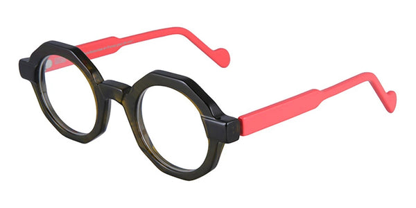 Transparent Green/Solid Coral / 44-25