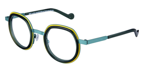 Bright Yellow Cercles Grooves and Transparent Water Green Inserts/Water Green / 46-24