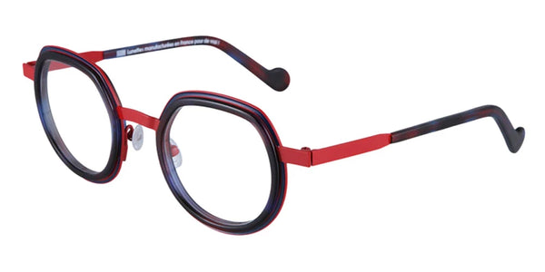 Matte Bright Blue Cercles Grooves and Blue and Red Tortoiseshell Inserts/Red Paris / 46-24